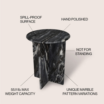 Javier 14" Contemporary Natural Marble Handmade X-Shaped End Table - JONATHAN Y